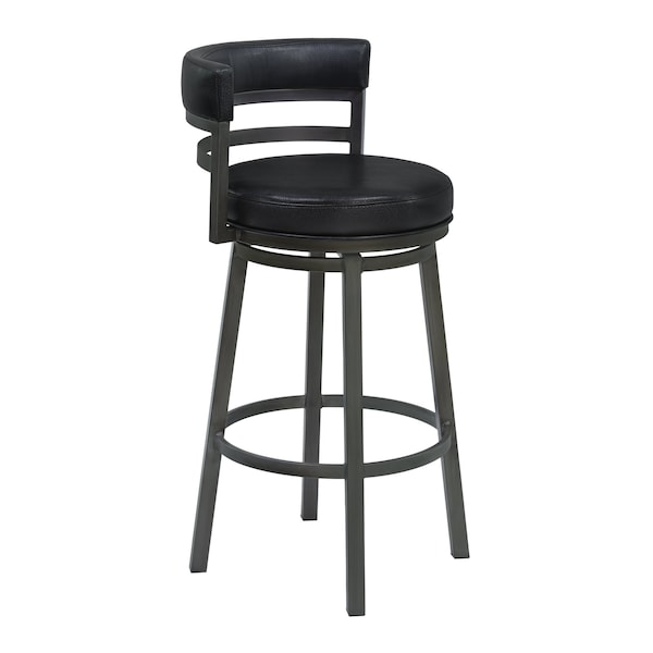 Armen Living Titana 26" Counter Height Metal Swivel Barstool in Ford Black Pu and Mineral Finish 721535746897 - main